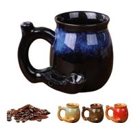 Generico 380ml Ceramic Kiln Change Travel Coffee Mug, Multi-Purpose Ceramic Cup for Men, for Hot & Cold Drinks Milk, Water, Juice, Latte, Tea, Beer, Whiskey (Blue)