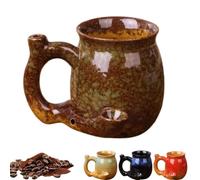 Generico 380ml Ceramic Kiln Change Travel Coffee Mug, Multi-Purpose Ceramic Cup for Men, for Hot & Cold Drinks Milk, Water, Juice, Latte, Tea, Beer, Whiskey (Brown)