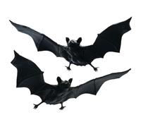 Generico 3D Bat Decorations - Hanging Prank Props, PVC Set of 2 | Lifelike Spooky Pendant, 7.9-11in Wings, Adhesive, Indoor/Outdoor Use, For Window & Halloween Party
