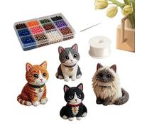 Generico 3D Beaded Cat DIY Kit 3D Cat DIY Beginner-Friendly Cute