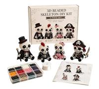 Generico 3D Beaded Skeleton DIY Kit- Cute 3D Beaded Skeleton Craft Kit, Cute 4-Piece DIY Skull Beading For Home Party Classroom School Dorm Women Beginners Enthusiasts