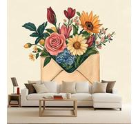 Generico 3D Carta da parati panoramica Fiori 250x175 cm Fotomurali Fiori di lettere d'amore decorazioni da parete per bambini, camera da letto, soggiorno, poster da parete XXL grande - Piante