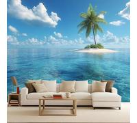 Generico 3D Carta da parati panoramica Vista sul mare 250x175 cm Fotomurali Mare Blu Spiaggia decorazioni da parete per bambini, camera da letto, soggiorno, poster da parete XXL grande - Paesaggio