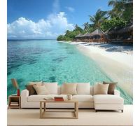 Generico 3D Carta da parati panoramica Vista sul mare 250x175 cm Fotomurali Mare Blu Spiaggia decorazioni da parete per bambini, camera da letto, soggiorno, poster da parete XXL grande - Paesaggio