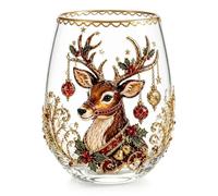 Generico 3D Christmas Glass Art Cup，Reindeer