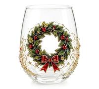 Generico 3D Christmas Glass Art Cup，Wreath
