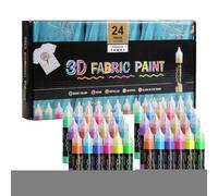 Generico 3D Fabric Paint, Permanent Textile Colors, Waterproof Craft Paint Set, Compact Vibrant 24 Shades, Ideal Use for Adults, Kids, Clothing, Canvas, Wood, Hat and Glass Decoration, Multicolor