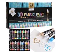 Generico 3D Fabric Paint, Permanent Textile Paint, Waterproof 24 Colors Craft Tool for Painting Clothing Canvas Shoes Hat Decoration Glass Wood Crafts Art Projects Kids Adults, 2.1x12.3cm
