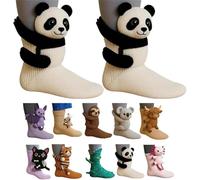 Generico 3D Knit Animal Socks, 2026 New Novelty Floor Sock for Christmas, Cute Novelty Animal Socks, Double Layer Hand Crochet Knit Sock, Designs for Men & Women (Panda,Taglia unica)