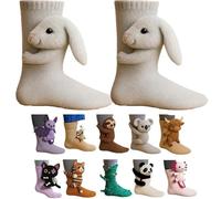Generico 3D Knit Animal Socks, 2026 New Novelty Floor Sock for Christmas, Cute Novelty Animal Socks, Double Layer Hand Crochet Knit Sock, Designs for Men & Women (Buuny,Taglia unica)