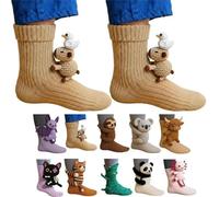 Generico 3D Knit Animal Socks, 2026 New Novelty Floor Sock for Christmas, Cute Novelty Animal Socks, Double Layer Hand Crochet Knit Sock, Designs for Men & Women (Capybara,Taglia unica)