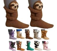 Generico 3D Knit Animal Socks, 2026 New Novelty Floor Sock for Christmas, Cute Novelty Animal Socks, Double Layer Hand Crochet Knit Sock, Designs for Men & Women (Sloth,Taglia unica)