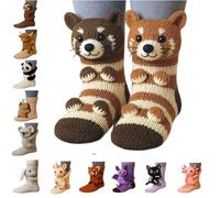 Generico 3D Knit Animal Socks,Funny Hug Handmade Crocheted Floor Socks,Cute Winter Warm Thick Double-Layer Soft Breathable Cotton Sock (H)