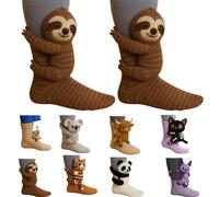 Generico 3d Knit Animal Socks,Hand Crocheted Soft Breathable Cotton Novelty Socks,Knit Animal Sock Women,Double-Layer Cottonwith Cute Sloth, Christmas Gifts,Novelty Gifts For Women