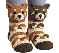 Generico 3D knitted animal socks, hand-crocheted soft, breathable cotton novelty socks, breathable and comfortable for men and women. (Red Panda)