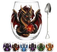 Generico 3D Mythic Dragon Glass Art Cup,Medieval Mythic Sculpted Dragon Drinkware,Fantasy Crystal Orb Whiskey Glass Tumbler,Unique Home Bar Decor Legendary Gift