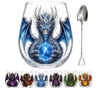 Generico 3D Mythic Dragon Glass Art Cup,Medieval Mythic Sculpted Dragon Drinkware,Fantasy Crystal Orb Whiskey Glass Tumbler,Unique Home Bar Decor Legendary Gift