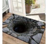Generico 3D Optical Illusion Door Mat,Vortex and Bottomless Hole Design Funny Entryway Rug,Ground Crack Trap Optical Illusion Rug,Thick Absorbent Non Slip Washable Mats for Kitchen,Bathroom,Stairs
