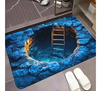 Generico 3D Optical Illusion Door Mat,Vortex and Bottomless Hole Design Funny Entryway Rug,Ground Crack Trap Optical Illusion Rug,Thick Absorbent Non Slip Washable Mats for Kitchen,Bathroom,Stairs