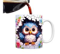 Generico 3D Owl Coffee Mug - 11oz Ceramic Novelty Mug with 3D Flat Painted Owl Design, Decorative Ówl Cup for Coffee, Milk, Tea, Home Office Use, Gift for Òwl Lovers