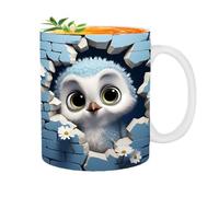 Generico 3D Owl Coffee Mug - 11oz Ceramic Novelty Mug with 3D Flat Painted Owl Design, Decorative Ówl Cup for Coffee, Milk, Tea, Home Office Use, Gift for Òwl Lovers