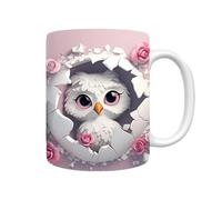 Generico 3D Owl Coffee Mug - 11oz Ceramic Novelty Mug with 3D Flat Painted Owl Design, Decorative Ówl Cup for Coffee, Milk, Tea, Home Office Use, Gift for Òwl Lovers