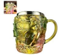 Generico 3D Painted Girl Book Mug,Women's Image Book Cup with Handle,Resin & Stainless Steel Novelty Coffee Mugs,Handcrafted Painted Books Mug for Readers Librarians Literature Lovers (Style B)