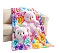 Generico 3D Printed Flannel Throw Blanket - Soft Plush Pastel Bear Blanke | High-Definition Pastel Print, Ultra-Soft Premium Flannel Fabric, Available In 4 Sizes (S: 28x39", M: 39x59", L: 51