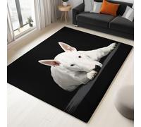 Generico 3D Tappeti Animali Bulldog Bianco Tappeto a Pelo Corto Anti-perdita, per Soggiorno Camera da Letto Nero Tappeti, Interni Tappeto Antiscivolo Adatto Agli Animali 120 x 180 cm