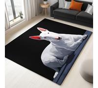 Generico 3D Tappeti Animali Bulldog Bianco Tappeto a Pelo Corto Anti-perdita, per Soggiorno Camera da Letto Nero Tappeti, Interni Tappeto Antiscivolo Adatto Agli Animali 120 x 180 cm