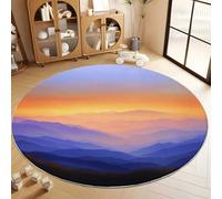 Generico 3D Tappeti Rotondo Pittura A Olio Alba Great Smoky Mountains Tappeto a Pelo Corto Rotondo Anti-perdita, Camera da Letto Viola Tappeti Interni Tappeto Antiscivolo Adatto Agli Animali 100 cm