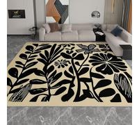 Generico 3D Tappeti Xilografia Giapponese Fiori Foglie Tappeto a Pelo Corto Anti-perdita, per Soggiorno Camera da Letto Beige Tappeti Interni Tappeto Antiscivolo Adatto Agli Animali 120 x 180 cm