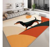 Generico 3D Tappeto Salotto Pelo Corto 120 x 170 cm Animale Bassotto Tappeto Camera, Beige Antiscivolo Lavabile Tappeti Boemo Tappeti Decorazione per Corridoio Soggiorno Sala