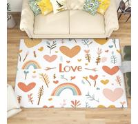 Generico 3D Tappeto Salotto Pelo Corto 180x240 cm, Arcobaleno D'Amore Romantico Tappeto Camera Per Bambini Antiscivolo Lavabile, Tema di Coppia Tappeti Decorazione per Corridoio, Soggiorno, Sala