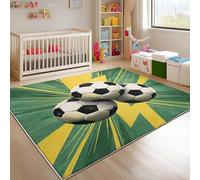 Generico 3D Tappeto Salotto Pelo Corto 180x240 cm, Verde Tappeto Camera Per Bambini Antiscivolo Lavabile, Tema Sportivo Sul Calcio Tappeti Decorazione per Corridoio, Soggiorno, Sala