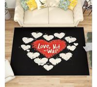 Generico 3D Tappeto Salotto Pelo Corto 60x90 cm, Cuore Rosso Romantico Dell'Amore Tappeto Camera Per Bambini Antiscivolo Lavabile, Nero Tappeti Decorazione per Corridoio, Soggiorno, Sala