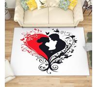 Generico 3D Tappeto Salotto Pelo Corto 80x150 cm, Modello di Amore Romantico Tappeto Camera Per Bambini Antiscivolo Lavabile, Tema di Coppia Tappeti Decorazione per Corridoio, Soggiorno, Sala