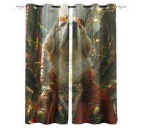 Generico 3D Tende da 2 Pannelli Ombreggiatura 140L x 260A CM Cane Che Indossa Una Giacca Pelle Rossa Poliestere Isolamento Termico Tenda per Finestra per Camera da Ietto Soggiorno Cucina Sala Giochi