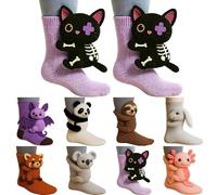 Generico 3D Wintersock con Animale Calze, Antiscivolo Donna Calzettoni Tagliati Calcio Pilates Termiche, Alta Elasticità Caldi per Carino Regalo, Calzini Termici Pelosi Morbide per Casa e Sonno