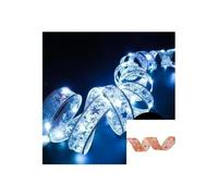 Generico 3M/5M Nastro Pizzo Luminoso Natale Albero Casa Navidad Capodanno | Aggiungi un tocco magico al tuo Natale con il nostro nastro luminoso in pizzo.(Red-white,5Meter(197in))