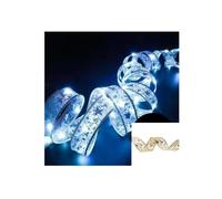 Generico 3M/5M Nastro Pizzo Luminoso Natale Albero Casa Navidad Capodanno | Aggiungi un tocco magico al tuo Natale con il nostro nastro luminoso in pizzo.(Gold-white,5Meter(197in))