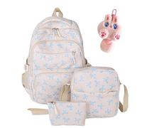 Generico 3pcs Bow Backpack Bags Set,Aesthetic Daypack Bow Rucksack,College Style Large Capacity Nylon Bow Bookbag Set,With Built-In Organizer,For Women Travel Daypacks (Blue, SIZE)