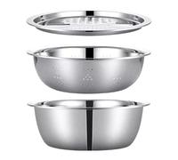 Generico 3PCS Multifunctional Stainless Steel Basin, Stainless Steel Shredding & Drainage Chopping Basin, Washing Bowl Strainer for Vegetables, Rice Rinser & Fruits