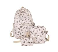 Generico 3pcs Set Bow Backpack for Women, Nylon Coquette Backpack With Bow Pattern, Aesthetic Daypack BowRucksack (white)