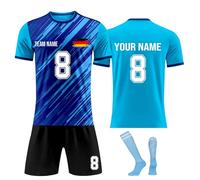 Generico 3pezzi 24/25 Maglia Calcio Set Personalizzabile con Il Tuo Nome e Numero Logo，Completo da Calcio Maglietta Tuta Allenamento T-Shirt Pantaloncini e Calzettoni per Bambini e Adulto