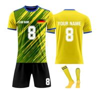 Generico 3pezzi 24/25 Maglia Calcio Set Personalizzabile con Il Tuo Nome e Numero logo，Completo da Calcio Maglietta Tuta Allenamento T-Shirt Pantaloncini e Calzettoni per Bambini e Adulto