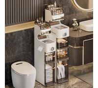 Generico 4/5/6 Strati Armadietto Dda Pavimento Per Bagno, Colonna Bagno Salvaspazio Con Portarotolo, Cassettiera Plastica, Grande Capacità,Impermeabile(5 tier)