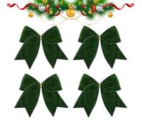 Generico 4 Fiocchi di Velluto Natalizi, Fiocchi Regalo in Nastro di Velluto Intrecciato, Fiocchis Decorativi per L'Albero Natale, | 15 X 15 Cm | Tre Colori Disponibili