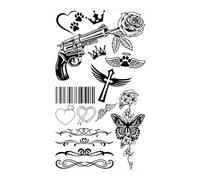 Generico 4 Fogli di Tatuaggi temporanei a Forma di Farfalla, Rosa e Fiore, for Donne, Adulti, Bambini, Ragazze, Piume, Serpenti, Scorpione, Tatuaggi Finti, Collo, Braccia, Mani(CSQ047)