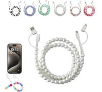 Generico 4-in-1 Beaded Charging Cord, Fast Phone Charger Cable 66W, Multi USB A to Type-C & iOS Cable, Anti-Tangle Design 3.3FT for Multi-device Use (C)
